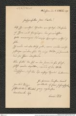 Nachlass Franz Steindachner, Brief von Conrad Will an Franz Steindachner (06.10.1890), Inv.Nr. 597.01, Seite 1